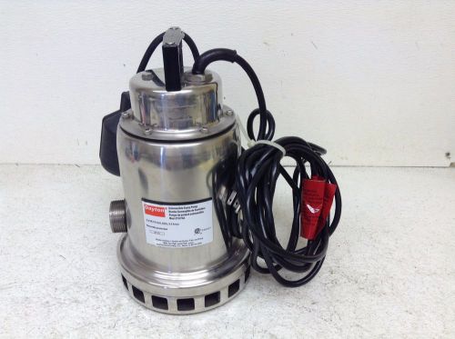 Dayton 3yu76a 3/4 hp 115 vac stainless steel sump pump new for sale