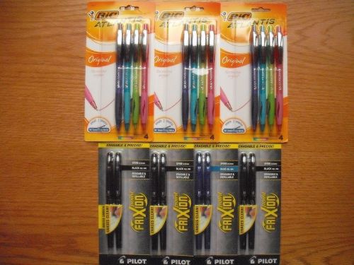 BIC &amp; PILOT Pens Sealed Pkgs 7 SETS - 20 Pens Erasable Gel Black Blue Multi