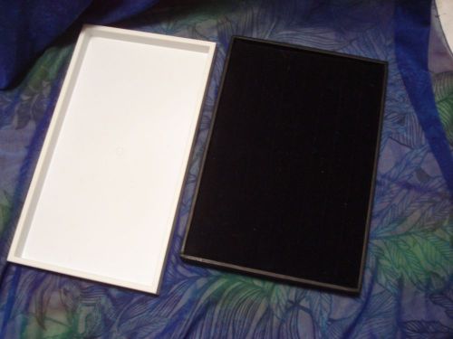 LOT OF TWO - JEWELRY DISPLAY TRAYS - ONE WHITE, ONE BLACK - NECKLACE, RINGS MORE