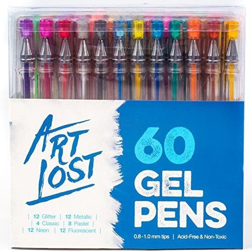 ArtLost Gel Ink Pens 60-Unique-Colors - Medium-Point (0.8 mm) - Set of 60