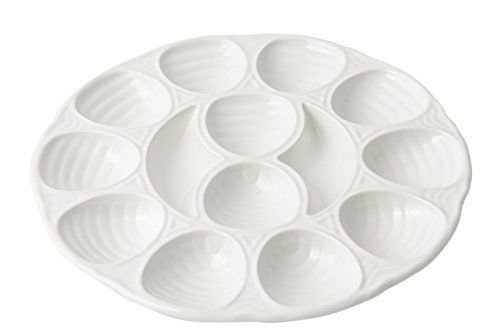 Bon chef 5022 aluminum 12 hole oyster plate, 11-1/4&#034; diameter, sandstone white for sale