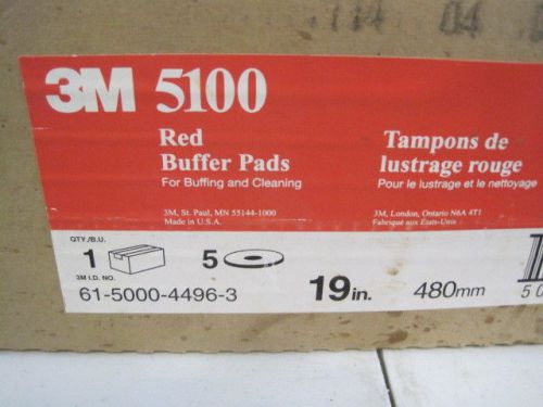 New 3M 5100 19 Inch Red Buffer Pads 5 Count Case (HKY221102)