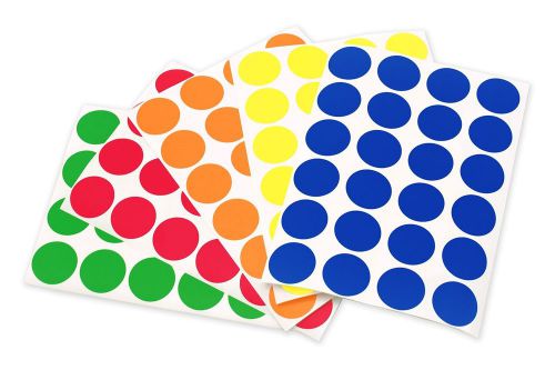 3/4&#034; Assorted Primary Colors Kit (5 Colors) of Color-Coding Sticker Dots | Pe...