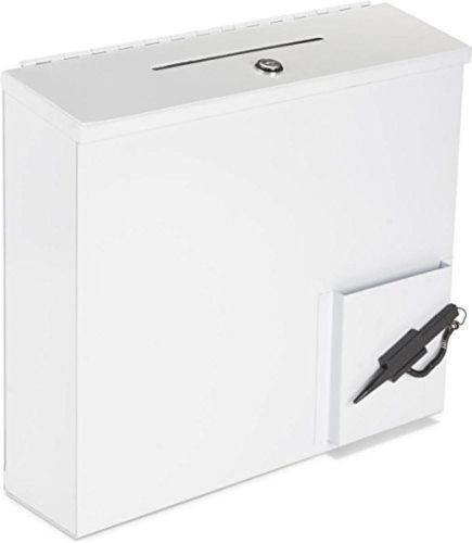 Displays2go Locking Metal Suggestion Mail Suggestion Boxes Donation Box, Wall or