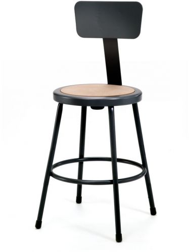 Work seat black finish garage shop stool chair fixed height steel frame backrest for sale