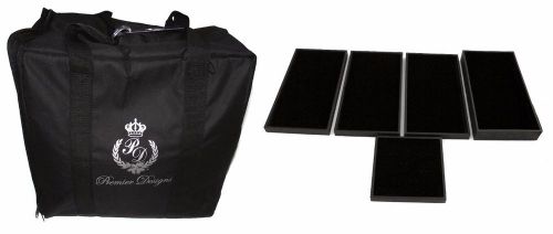 EUC Premier Designs Black Jewelry Travel Bag / Case &amp; 5 Display Trays
