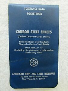 VINTAGE CARBON STEEL SHEETS TOLERANCE DATA POCKET BOOK - DATED JULY 1964
