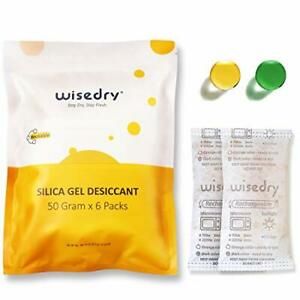 wisedry 50 Gram [6PACKS] Rechargeable Silica Gel Desiccant Packets Fast Reactiva