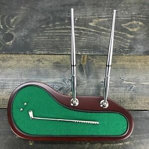 NEW in Box-  Golf Desk Top 2 Pen Set w Holders, Putter Club And Mini Golf Ball