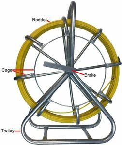 NEW 500FT 1/4&#034; Diam CableDuct Coated Fiberglass Continuous Duct Rodder CageStand