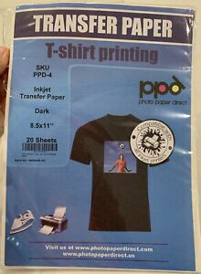 PPD Inkjet Premium Iron-On Dark T Shirt Transfers Paper LTR 8.5x11&#034; Pack of 15