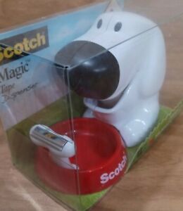 New Scotch Magic Tape Dispenser Dog With Bone &amp; Bowl