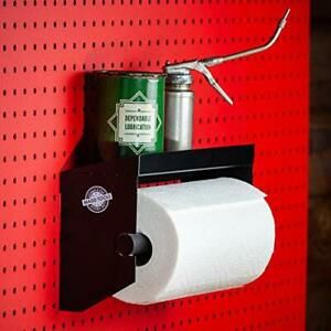 Pegboard Paper Towel Holder with Peg Board Shelf by MADD Tools | Black Pegboa...