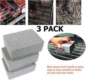 BBQ Grill Griddle Cleaning Brick Block 3 pack Gray pumice stone Free Shipping