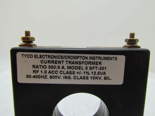 Tyco electronics 5 sft-301 current transformer 300:5 ratio 600v 10kv for sale
