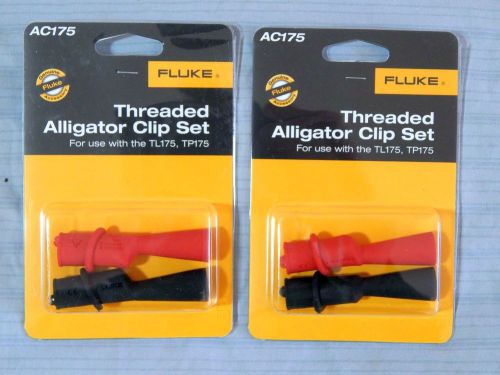 Lot 2 New Fluke AC175 Threaded Alligator Clip Set For Use W TL175 TP175