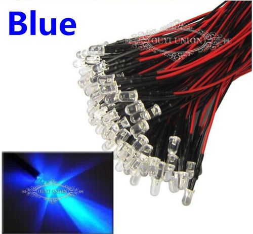 10pcsx prewired leds 3mm lamp 12v bright bule light 25 degree 20cm pre-wired for sale