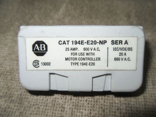 (RR10-1) 1 USED ALLEN BRADLEY 194E-E20-NP AUXILIARY CONTACT ADDER FOR RELAY