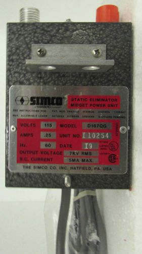 SIMCO MODEL: D167QG STATIC ELIMINATOR POWER UNIT IP:.25A NOS