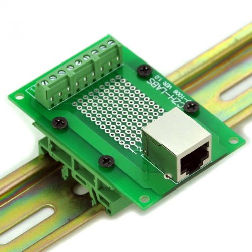 RJ45 8P8C Right Angle Interface Module with Simple DIN Rail Mount Feet.