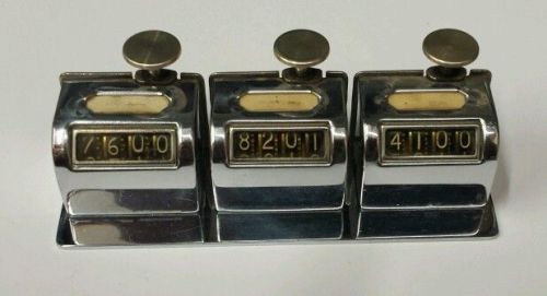 Vintage Chrome Manual Three Clicker Attendance Counter