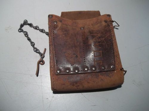 primitive leather pouch for electrical tools and tape, vintage____ A-82