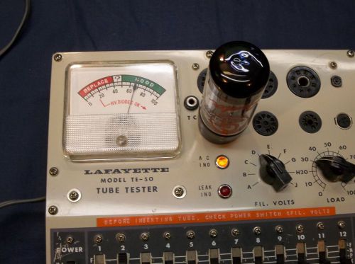 LAFAYETTE TE-50 TUBE TESTER WITH ORIGINAL MANUAL AND TUBE CHART WORKING
