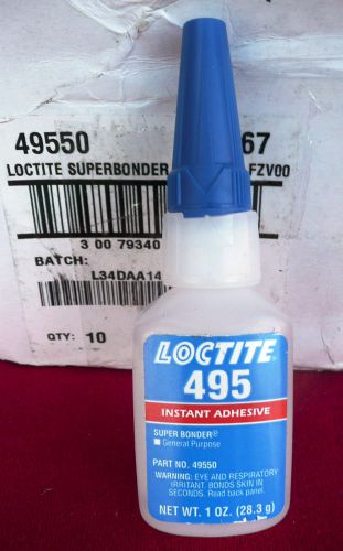 Case of ten (10) Loctite 495 Super Bonder Instant Adhesive Part 49550 1oz Bottle