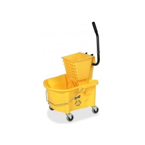 Commercial Splash Guard Mop Bucket Easy Wringer 6.5 gallon Yellow Smooth Gliding