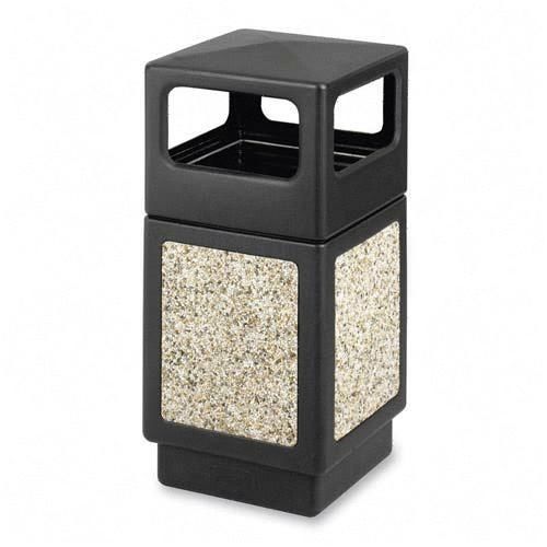 Safco 9472nc aggregate receptacle 38 gal18-1/4inx18-1/4inx39-1/4in bk for sale