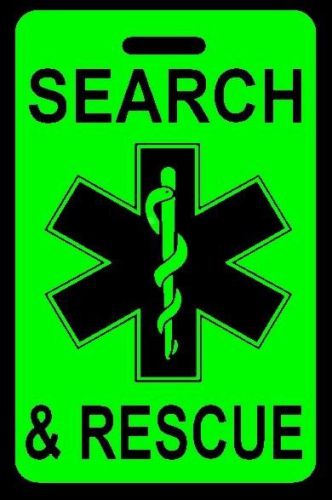 Day-Glo Green SEARCH &amp; RESCUE Luggage/Gear Bag Tag - FREE Personalization - New