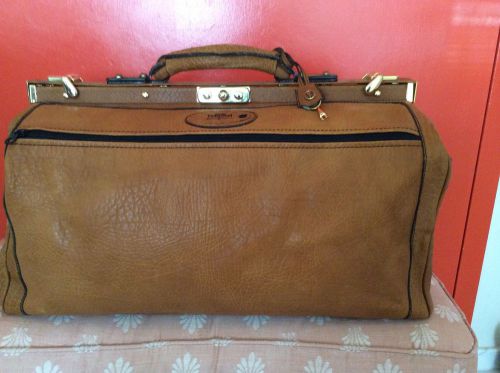 Gorgeous vintage &#039;gold-pfeil&#039; german leather weekend bag for sale