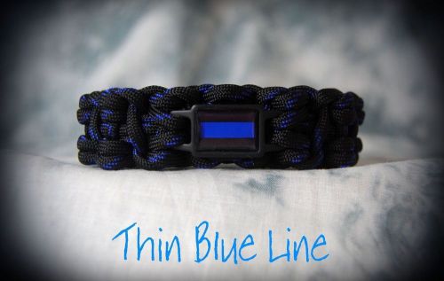 ~ Thin Blue Line~ Nylon Bracelet Wide Black TBL Logo - Police -- Law Enforcement