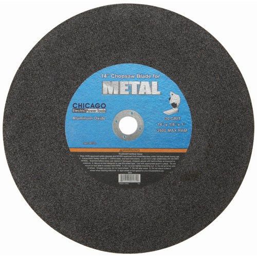 14&#034; 30 Grit Metal Cut-off Wheel, 1&#034; Arbor, 3900 RPM Max, Aluminum Oxide Abrasive