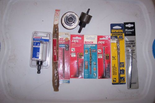 Lot of 10 mixed sizes drill bits and hole saws for sale