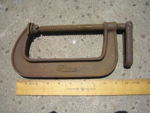 Antique Vintage C Clamp Tool 6&#034; Stearns USA No. 6 Unique Handle and Swivel Head