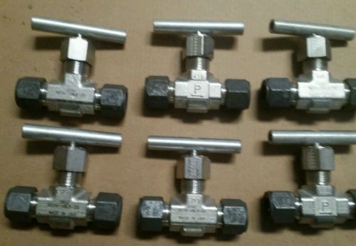 Lot  of 6  needle valve parker 1/2&#034; 8z-v8lr-ss tube union connections 5000 psi for sale
