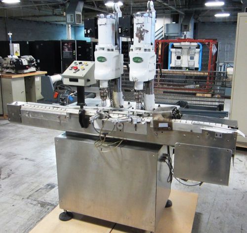 Dual swan-matic 302e capmaster capping &amp; wrapping conveyor system wrap station for sale