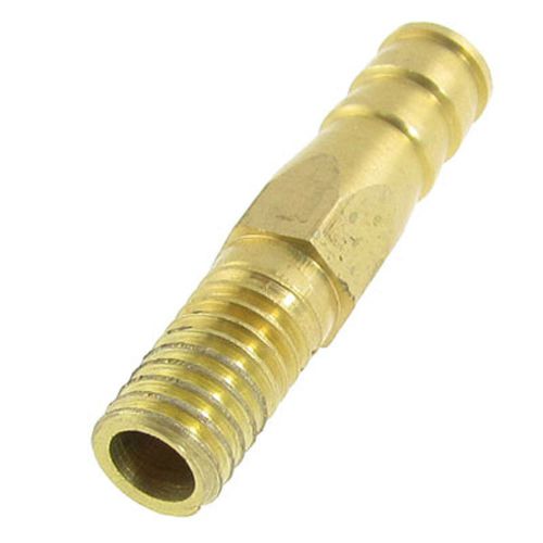 3/8&#034; Male Coarse Thread 7/25&#034; Barb Mould Brass Pipe Nipple Gold Tone