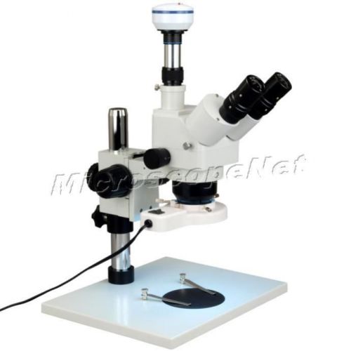 Omax stereo microscope zoom 5-80x+8w fluorescent ring light+3.0m camera+software for sale