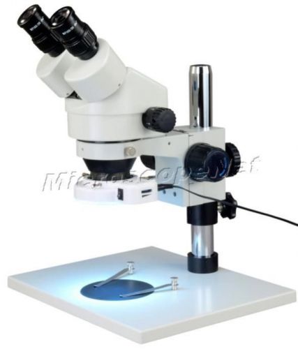 OMAX 7X-45X Zoom Binocular Stereo Microscope+144 LED Ring Light+Large Base Stand