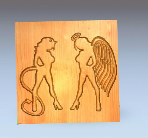 3d stl model for CNC Router mill - Angel and demon for car stickers