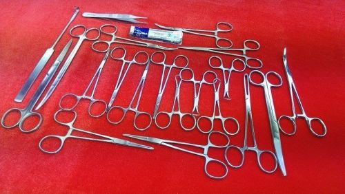 Lot 90 pcs canine feline spay pack veterinary surgical instruments for sale