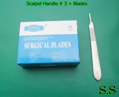 100 Scalpel Blades #15 + 1 Scalpel handle # 3