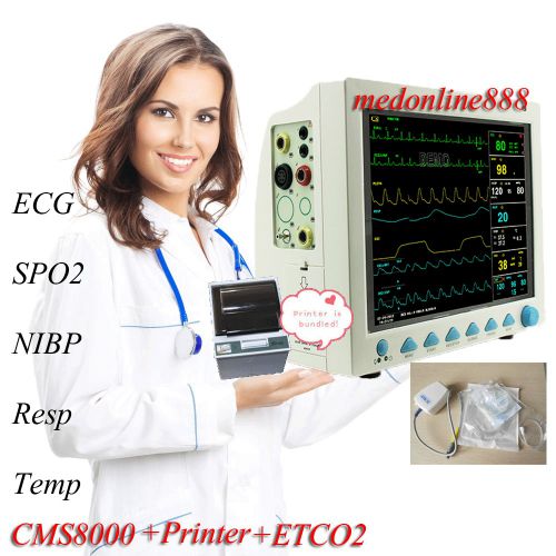 CMS8000 ICU Mult-Patient Monitor 12.1&#039;&#039;ECG NIBP SPO2 Resp Temp PR+ETCO2+Printer