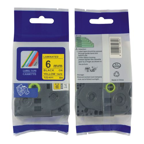 Nextpage label tape tze-611  black on yellow 6mm*8m compatible for gl100,pt200 for sale