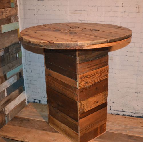 Reclaimed Barn Wood Round Table Industrial Urban Chic Modern Loft Salvaged Eco