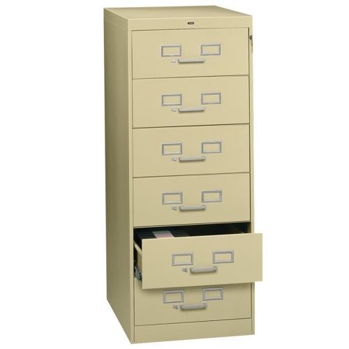 TNNCF669SD 6-Drawer Card Cabinet, w/Lock, Cap.32,600,21&#034;x28&#034;x52&#034;, Sand