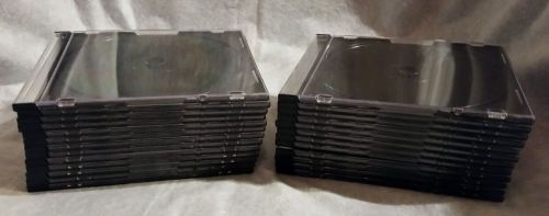 25 Empty Black Slim Jewel Cases For Music CD, Games, DVD Movies - EUC