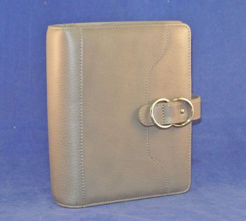 *NEW* Compact 1.125&#034; Rings GRAY LEATHER FRANKLIN COVEY Open Planner/Binder